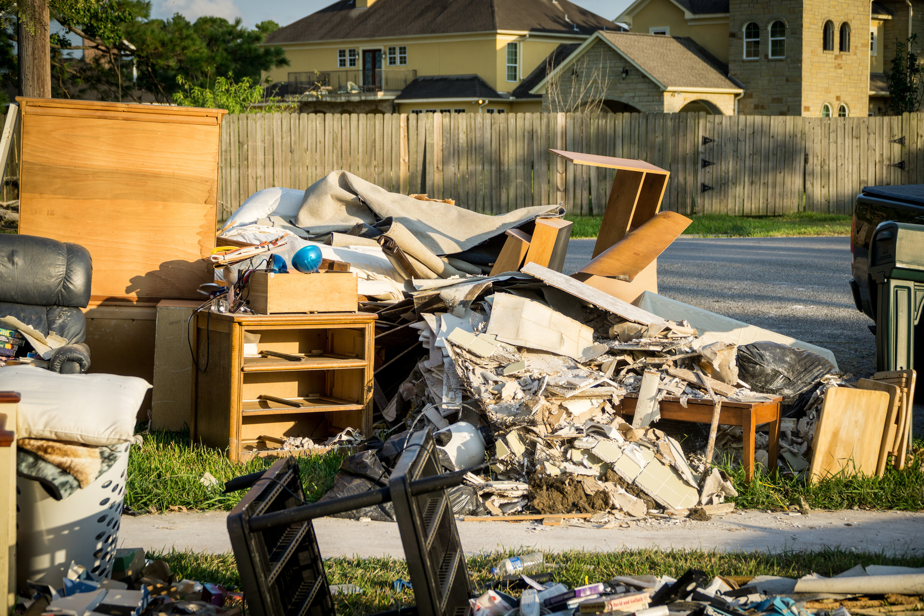 Trash and debris outside of Houston homes
